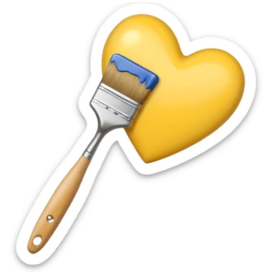 yellow heart with a paintbrush sticker