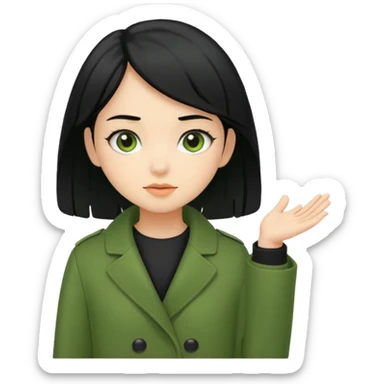 green coat black haired girl  sticker