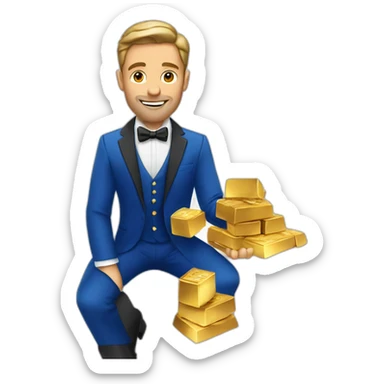 Posh-man-with-blue-suit-offering-goldbar sticker