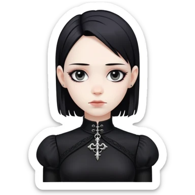 gothic femboy with wide shoulders, small chest, black clothes, pale skin sticker