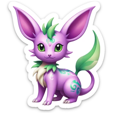 Shiny Exotic Cute Adorable Majestic Ethereal Sparkly Flygon-Espeon-Leafeon-Shaymin-Hybrid-Creature with pattern-markings sticker
