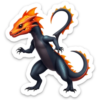 Colorful Dark Shiny Exotic Salandit-Quilava-Fakémon-hybrid-creature (full body)  sticker