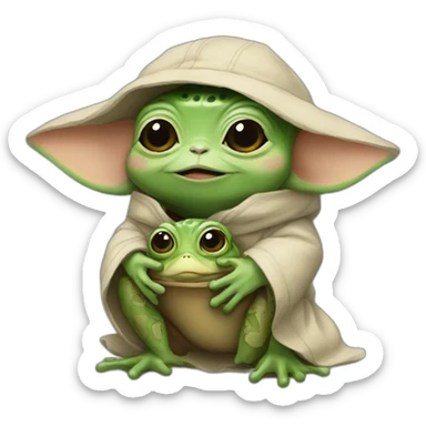 Babyyoda and frog sticker