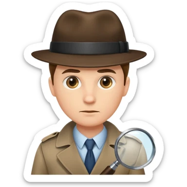 a detective looking at something with magnifying glass sticker