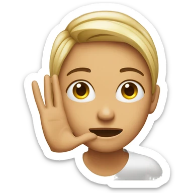 emoji with its hand in the ear trying t express she is going to listen  sticker