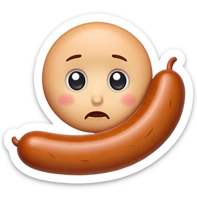sausage with a sad face sticker