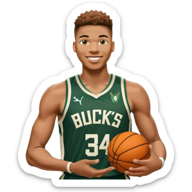 giannis smiling Bucks number 34 sticker