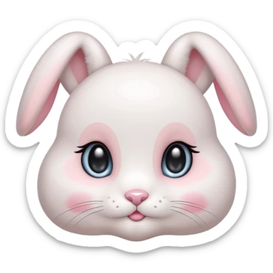 lovely innocent bunny emoji with sparkling eyes and soft blush, cute and pure sticker