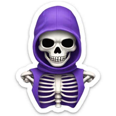 puple skeleton with balaclava sticker
