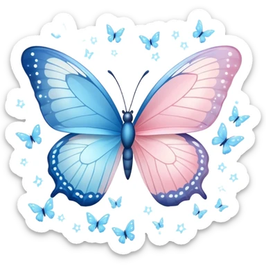 Light blue butterfly facing a light pink butterfly with trails of sparkles sticker