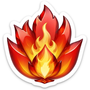 Red flaming crystal with a $ carved into the center of the crystal. sticker