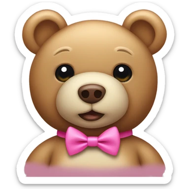 a cute teddy bear w/ a pink bowtie on its head sticker