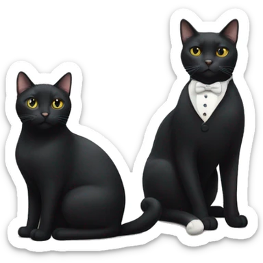 Black cat and tuxedo cat sitting next to each other sticker