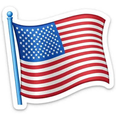 red, white, and blue striped flag, waving, emoji style sticker