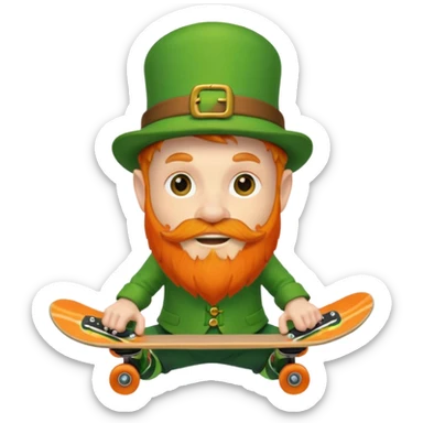 a skateboarding leprechaun  sticker