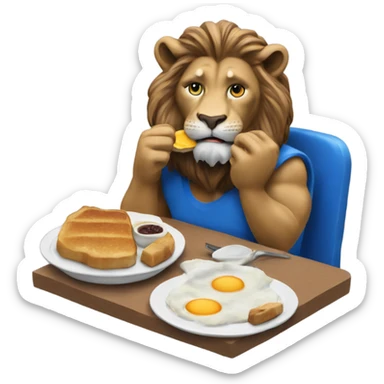 Detroit Lion eating breakfast sticker