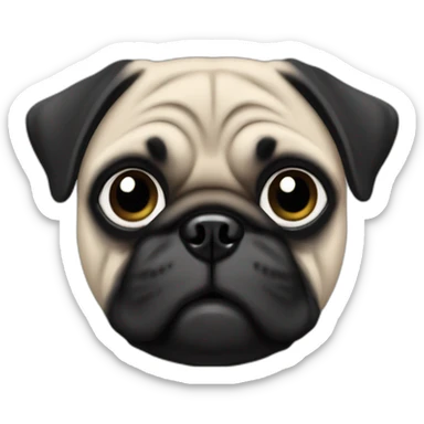 pug wearing a black t-shirt sticker