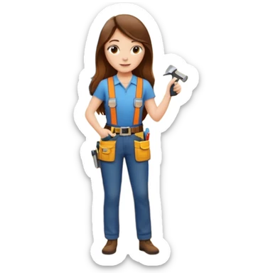 beautiful girl with long brown hair constructing new lounge room area with flat screen tv and couch sticker