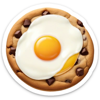 chocolate chip cookie with a sunny side up egg on top sticker