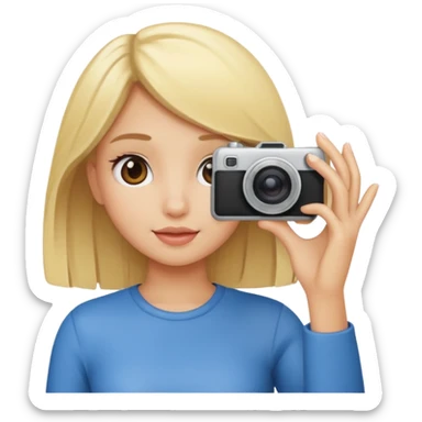 blonde cartoon girl taking picture sticker