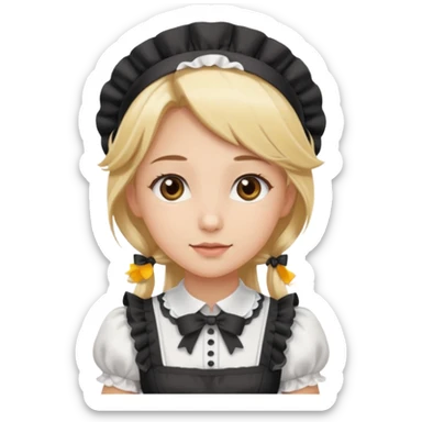 Long blonde hair girl maid with brown eyes sticker