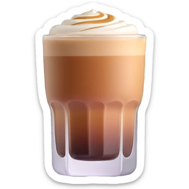 Small 4.5 ounce Gibraltar glass with cortado espresso drink, smooth gradient from light brown on top to darker at bottom, no white froth, just smooth milk and espresso integration sticker