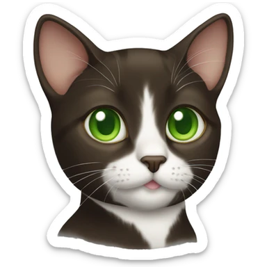 Brown tuxedo cat with green eyes sticker