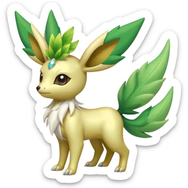 Shiny Iridescent Helioptile-Leafeon-Shaymin-Fakémon-hybrid-creature (full body)  sticker
