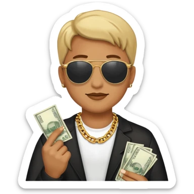 Knight helmet gold chain sunglasses money sticker