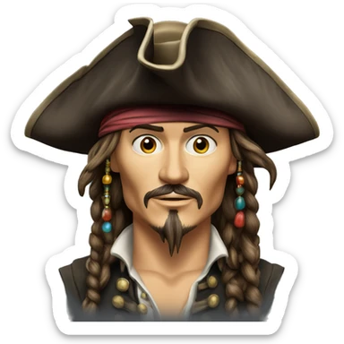 Johnny Depp pirates of the Caraïbes with his hat. Also show the shoulders sticker