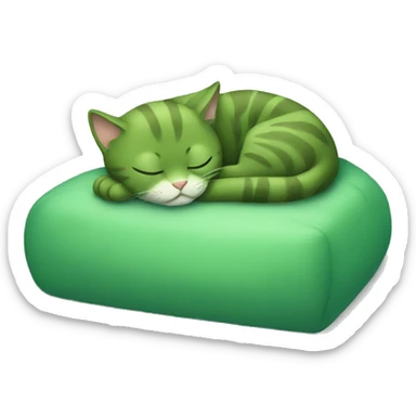 Sleeping green cat sticker