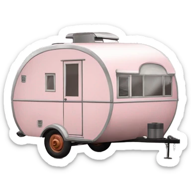 Realistic light pink vintage round gypsy caravan wagon camper sticker