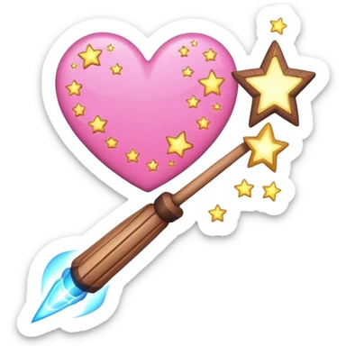 wand with pink heart shooting star effect sticker