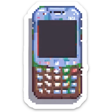 Make the phone PNG with a transparent background, keep Minecraft pixel art style. sticker