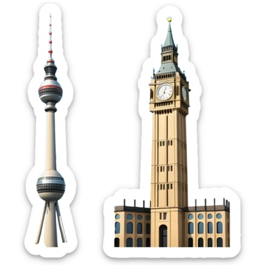 berlin television tower versus big ben tower sticker