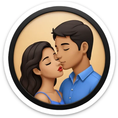 A man and a woman kissing, framed on a television screen sticker