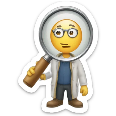 man observing with a magnifying glass sticker