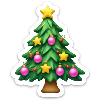 Christmas tree with pink toys and yellow star on top  sticker