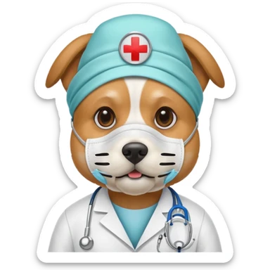 doctor dog Wearing Medical Mask sticker