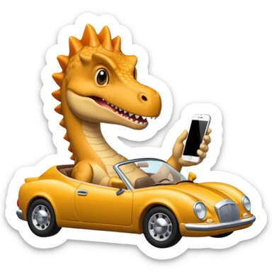 Dinosaurio con iPhone en un carro lujoso sticker