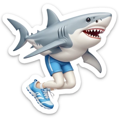 shark with legs and sneakers  sticker