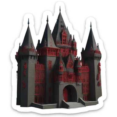Black and red gothic castle with roses sticker