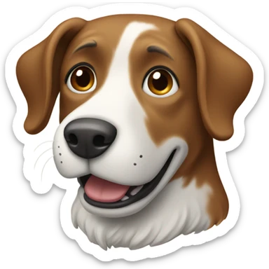 Large brown and white dog in boots sticker