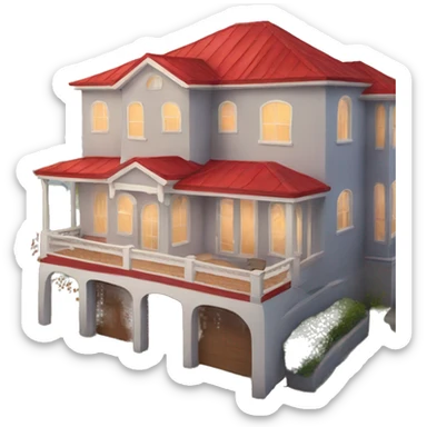 red villa in seaside sticker