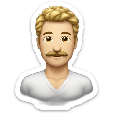 Homme avec moustache courte et cheveux sur le côté sticker