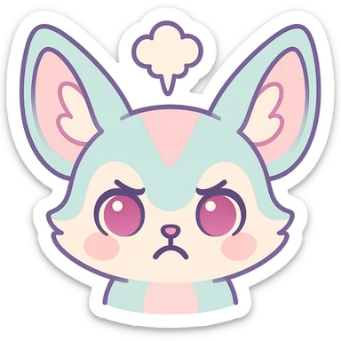 Transformer cette illustration de fennec magique kawaii en emoji expressif, style kawaii, fond transparent, garder les couleurs pastel et les accents féeriques. sticker