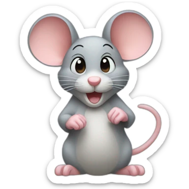 a mouse holding up their third finger sticker
