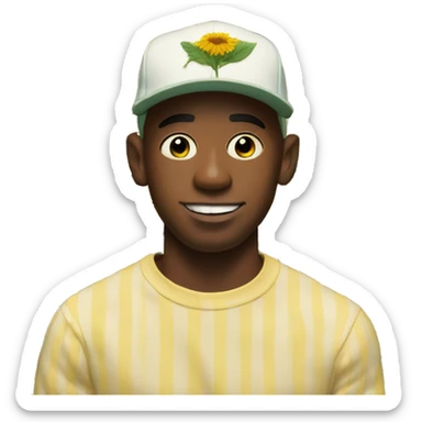 Tyler the creator with a one sunflower in background  sticker