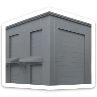 Two twin rectangular gray metal buildings sticker