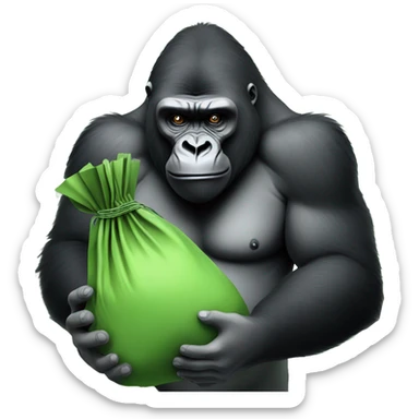 Gorilla holding money bag  sticker
